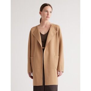 Quince Collarless Sweater Coat Womens Small Camel Cotton